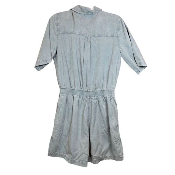 Faherty Arlie Short Romper Tencel Linen Blend Soft Blue Button Front Size Medium - Picture 6 of 14